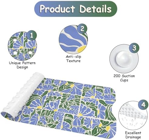 Bathtub Mat Non Slip, Bohemia Extra Long Bath tub Mat Shower Floor Mat - Image 2