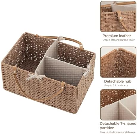 HBlife Baby Diaper Caddy Organizer, Paper Rope Storage Baskets Nursery Bin - Image 3