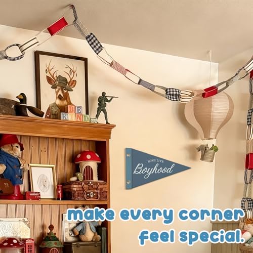 Kids Playroom Decor Pennant Felt Banner Flags, Long Live Boyhood Flet Banner - Image 5