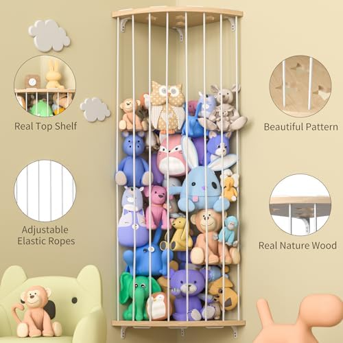 Jtksfcl Stuffed Animal Storage Wood Corner Plush Toys Holder - Image 5