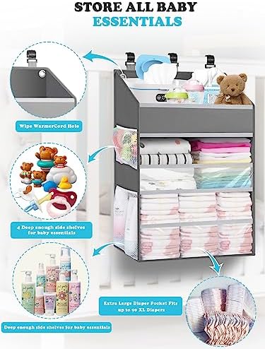 Hanging Diaper Caddy Organizer Crib Organizer–Spacious Baby Girl/Boy Nursery - Image 2