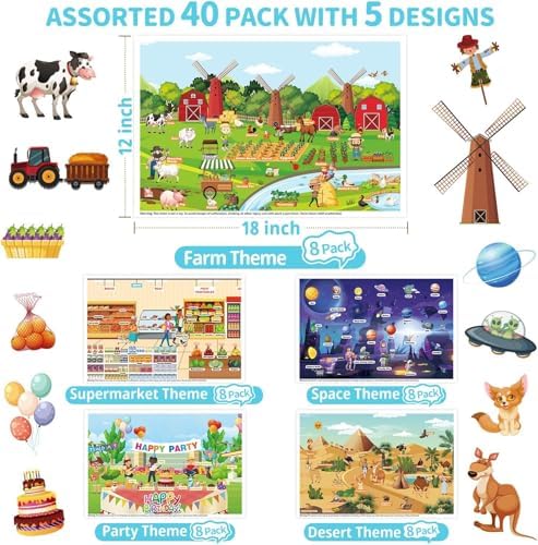 Disposable Placemats 40-Pack for Baby & Toddler, Dinner Table, Busy Baby Mat - Image 2