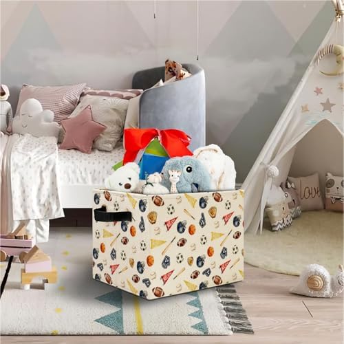 Sports Nursery Decor Storage Bins, Baseball Basketball Football Soccer Sports - Image 2