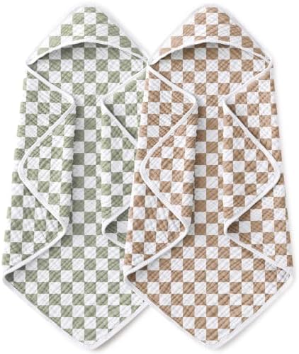 Yoofoss Hooded Baby Bath Towels 2 Pack 100% Muslin Organic Cotton by YOOFOSS