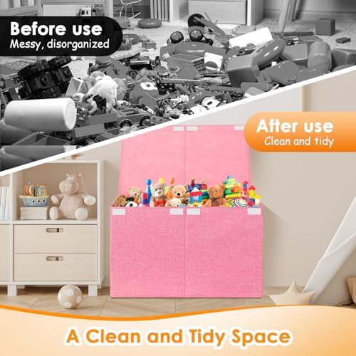 Large Toy Storage Box with Lid Upgraded Toy Chest Organizer with Removable PP - Image 3