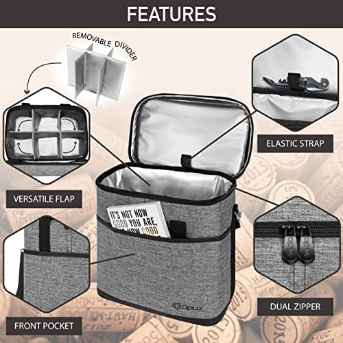 opux Insulated Wine Cooler Bag, Leakproof 6 Bottle Wine Tote Carrier - Image 4