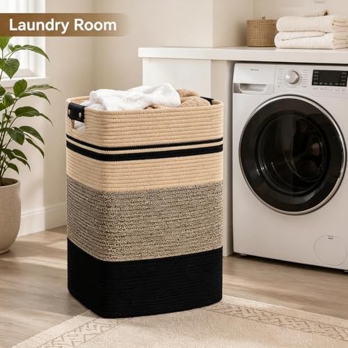 Laundry Hamper, Cotton Rope Laundry Basket - Image 2
