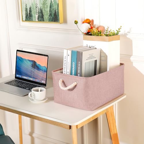 Storage Bins with Sturdy Cotton Handles, Fabric Storage Baskets - Image 5