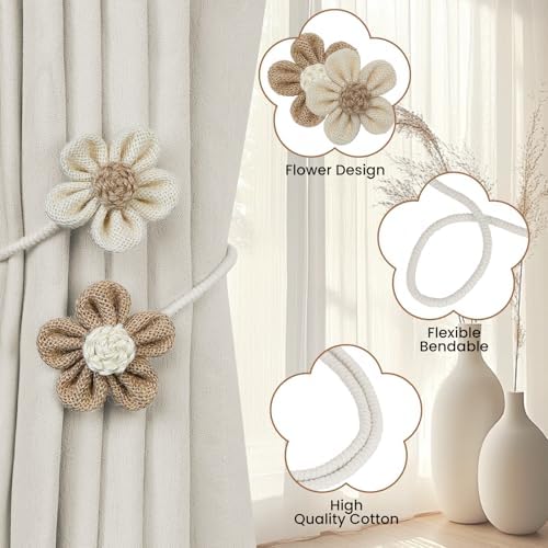 KLOGTSIND Flower Curtain Tiebacks, Decorative Curtain Holdbacks No Drill - Image 4
