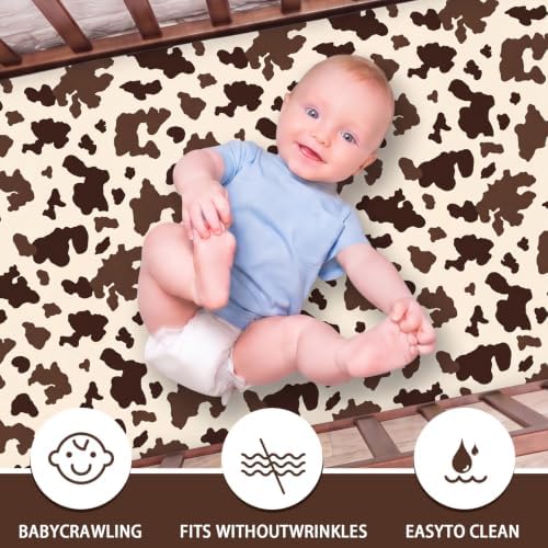 Peryiter 3 Pcs Blue Western Cowboy Crib Sheet Set Baby Crib Bedding Set - Image 4