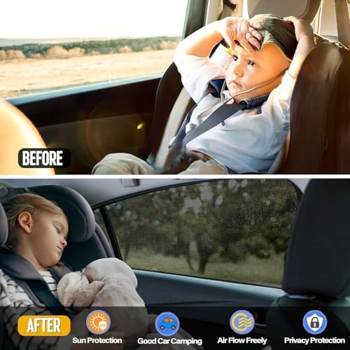 Car Rear Side Window Shades for Pickup Trucks, 7 Seats Larger SUVs, Breathable - Image 3