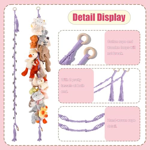 CERETIA 80" Stuffed Animal Organizer Chain, Wall Corner Storage - Image 7
