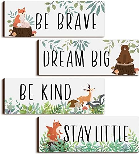 4 Pieces Woodland Nursery Decor Safari wall art Be kind brave curious Cute by Yookeer