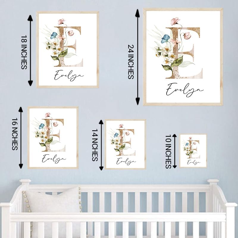 Personalized Wooden Name Sign, Floral Monogram Nursery, Boho Floral Pattern - Image 5