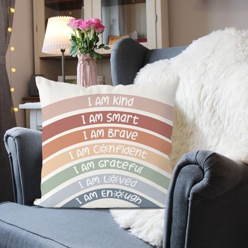 Classroom Red Reading Corner Rainbow Decor Throw Pillow Covers, 20x20 Inch - Image 2