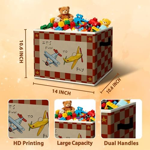 Rustic It's Fun To Fly Airplane Storage Bins Boxes - Image 3