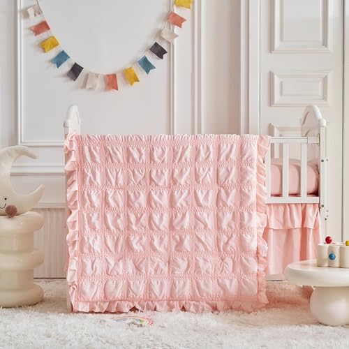 Ruffled Crib Bedding Set Baby Boho Quilted Comforter - Image 5