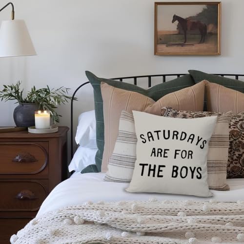 Boys Room Pillow Covers 18x18, Kids Bedroom Decor, Saturdays are - Image 3