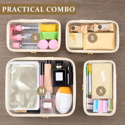 4 pcs Clear Zipper Pouches, Hard Shell Zipper Case, Toiletry Bag - Image 6
