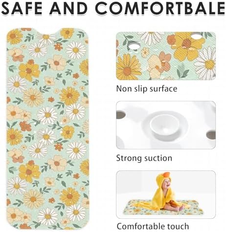 Bathtub Shower Mat 40X16 Inch, for Toddler, Floral Boho - Image 4