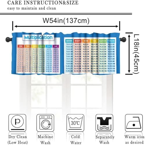 Math Valances Curtains Children Elementary Multiplication Table Pattern Window - Image 2