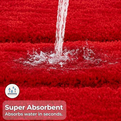 GRANNY SAYS Red Bathroom Rug 20" x 32", Non-Slip Microfiber Bath Mat - Image 6