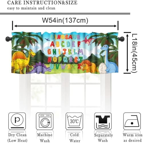 Alphabet ABC Valance Curtain Cartoon Dinosaur Jurassic Forest Plants - Image 3