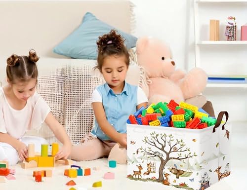 Large Woodland Baby Toy Basket Collapsible Kids Storage Bin Cute Shower Gift - Image 5
