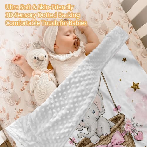 Custom Baby Girl Minky Crib Bedding Set, Elephant Bedding 3 Pcs Set - Image 2