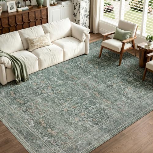 JOLLYVOGUE 5x7 Area Rugs for Living Room, Washable Rug, Moss Green by JOLLYVOGUE