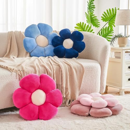 Kcvvcr Dusty Pink Flower Pillow, 19.6" Cute Flower Shaped Floor Pillow - Image 3