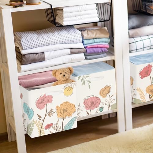 11.8" Wild Flower Storage Cube Organizer Set 3Pcs Clothes Storage Basket Bin - Image 5