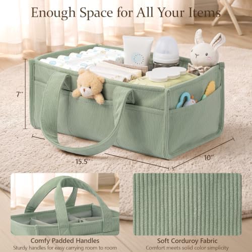 Corduroy Baby Diaper Caddy Organizer - Image 2