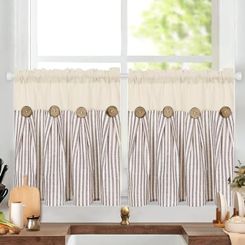 ASPMIZ Farmhouse Kitchen Curtains 24 Inch Length, 2 Panels - Image 2