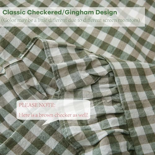 2 Pack Sage Green Gingham Euro Shams Pillow Covers 26''x26'' - Image 5