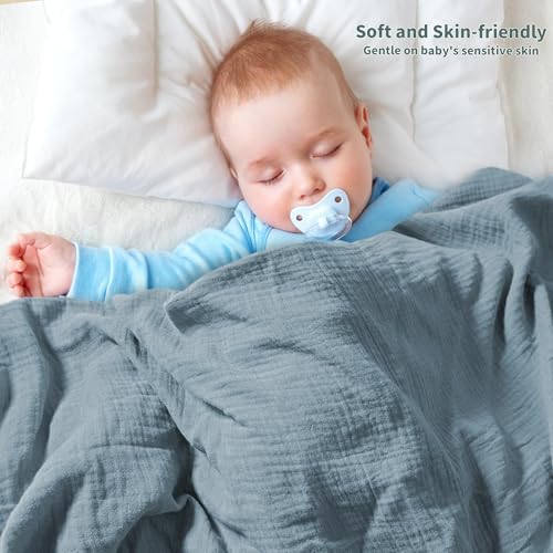 Muslin Swaddle Blankets for Newborn, 2 Pack Breathable Soft Receiving Blanket - Image 3