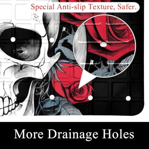 Bathtub Mat Non Slip 26.8x15.1In, Skull Rose Bath Mat - Image 2