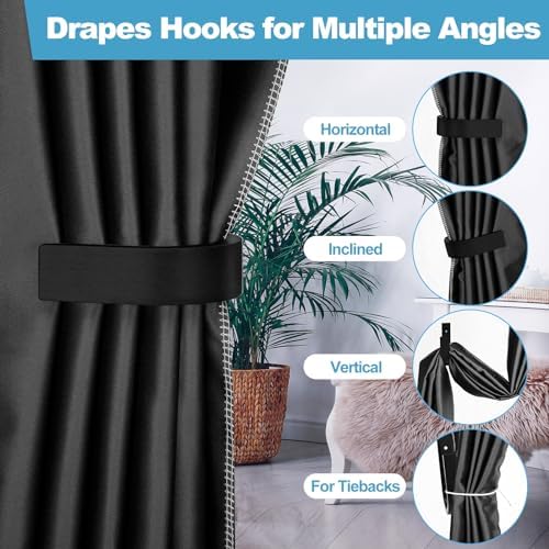 Kigley 4 Pcs Curtain Tiebacks Wood Holdback U Shaped Wall Mount - Image 5
