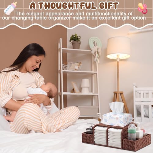 Large Wicker Diaper Caddy Changing Table Organizer - Image 6