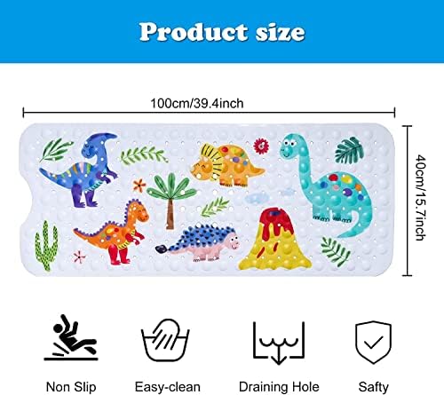 GDV Baby Bath Mat for Tub for Kids, 40 X 16 Inch Extra Large Bathtub Kid Mat - Image 2
