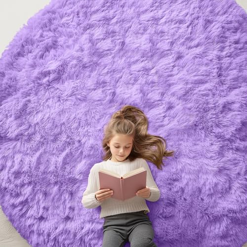 OLANLY Purple Round Rugs for Bedroom by OLANLY