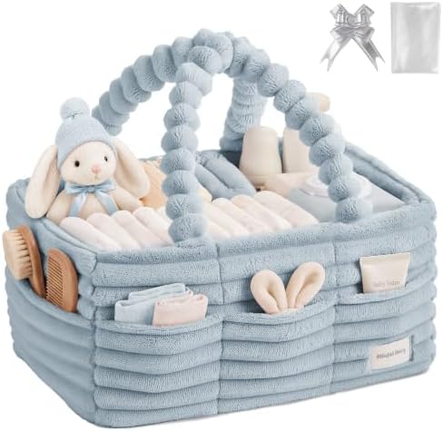 Blissful Diary Flannel Diaper Caddy Organizer & Gift Packaging, Light Blue by BlissfulDiary