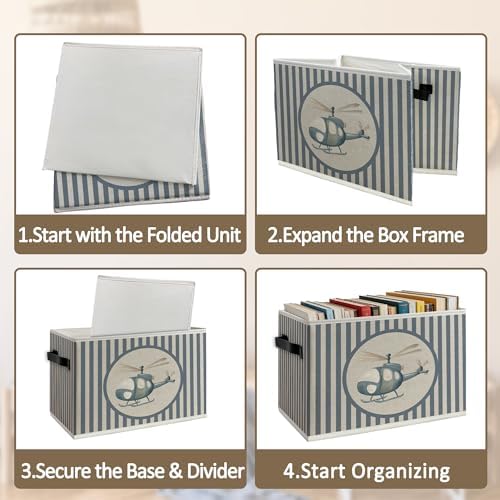 Boy Airplane Nursery Foldable Storage Bins Box - Image 5