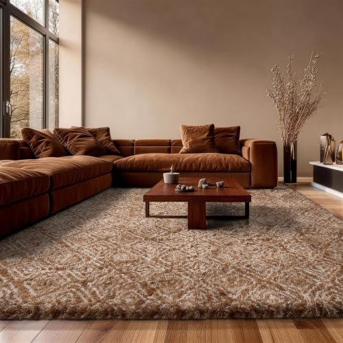 Ophanie 9x12 Brown and White Diamond Striped Rugs - Image 4
