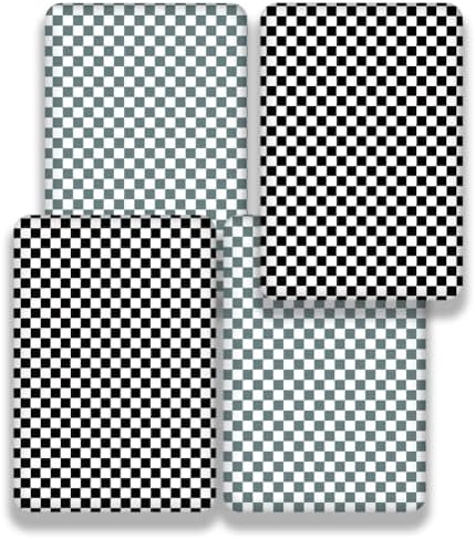 4 Pack Checkered Plaid Crib Sheets Neutral Breathable Buffalo Check Fitted Baby - Image 5
