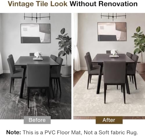 3' x 4' Beige Vinyl Floor Mat for Home, PVC Waterproof Area Mat - Image 5