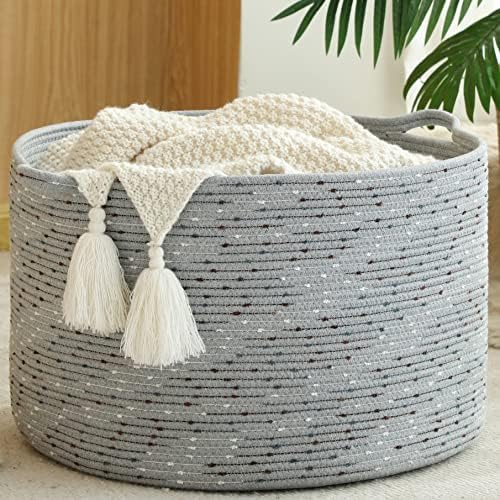 KAKAMAY Large Blanket Basket, Woven Baskets by KAKAMAY