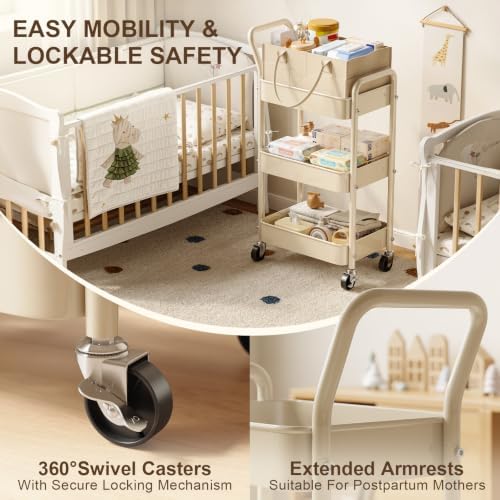 3 Tier Baby Diaper Caddy Organizer Cart - Image 2