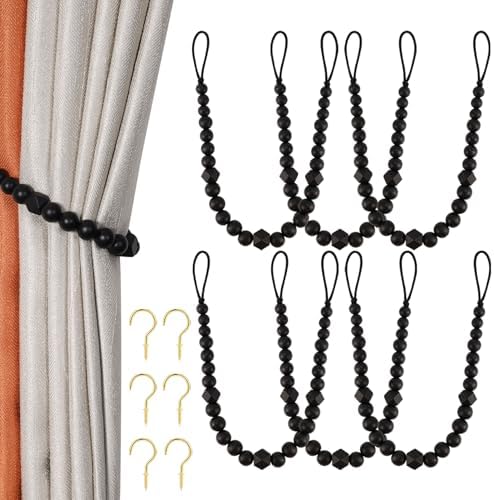 KLOGTSIND Wood Bead Curtain Tiebacks, 6 Pack Curtain Tie Backs by KLOGTSINDDirect