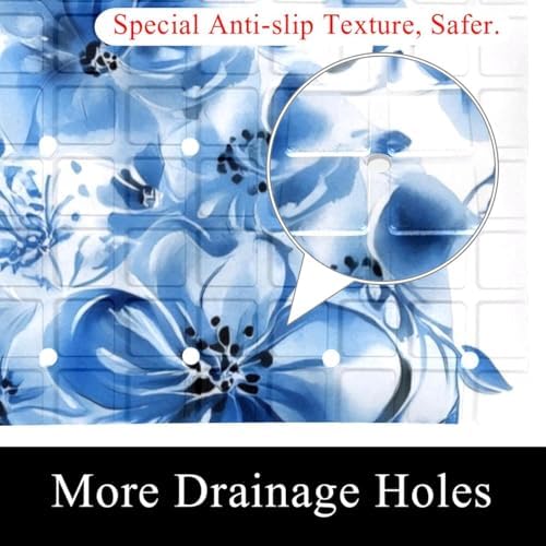Bathtub Mat Non Slip 26.8x15.1 Inch, Cat Floral Shower Mat - Image 2